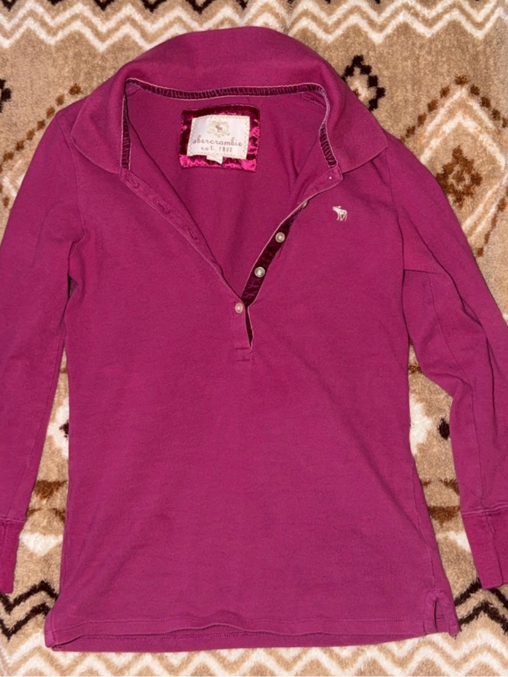 Abercrombie & Fitch Teens V-Neck Polo Sweater - Magenta